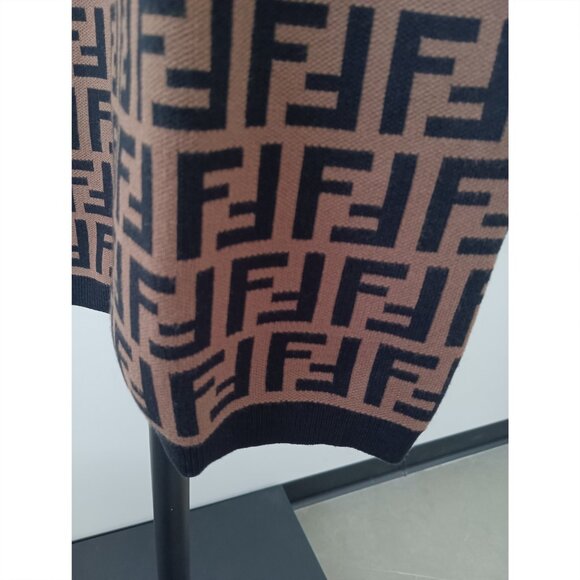 Fendi Knit Dress Short FF Zucca All-over Pattern Brown - Picture 5 of 9
